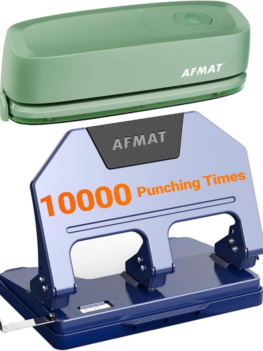 Heavy Duty Electric 3 Hole Punch Set - 20 & 40 Sheet Capacity, Green & Blue